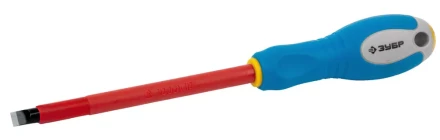 ЗУБР &quot;ПРОФИ ЭЛЕКТРИК&quot;. Отвертка Cr-V, трехкомпонент рукоятка, высоковольтная до ~1000В, SL, 8,0x175 мм 25261-8.0-175 купить в Новом Уренгое