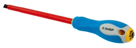 ЗУБР &quot;ПРОФИ ЭЛЕКТРИК&quot;. Отвертка Cr-V, трехкомпонент рукоятка, высоковольтная до ~1000В, SL, 8,0x175 мм 25261-8.0-175 купить в Новом Уренгое