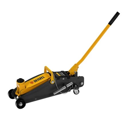 Домкрат гидравлический подкатной Denzel с фиксатором 2,8 т 135-385 мм в кейсе 51156 купить в Новом Уренгое