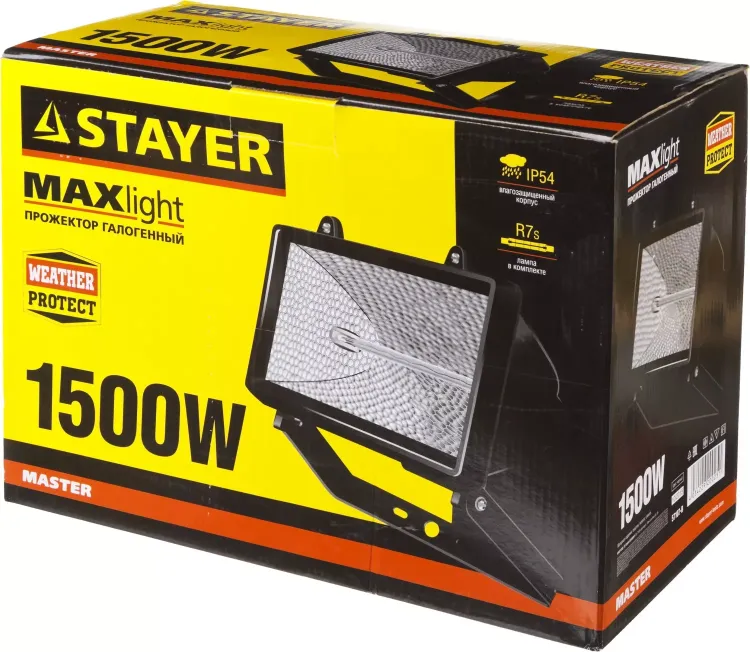 Прожектор STAYER "MASTER" MAXLight галогенный, с дугой крепления под установку, черный, 1500Вт 57107-B купить в Новом Уренгое