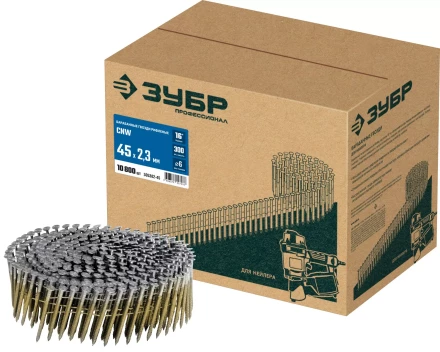 ЗУБР CNW 45 х 2.3 мм, барабанные гвозди рифленые, 10800 шт (305382-45) купить в Новом Уренгое