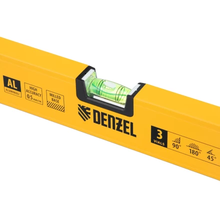 Уровень алюминиевый Denzel 33694, магнит, фрезерованный, 3 глазка (1 зеркал.), 0,5 мм/м, 1200 мм купить в Новом Уренгое