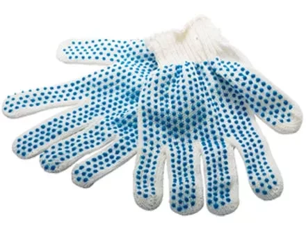 Перчатки х/б, ПВХ &quot;точка&quot; 3-х нитка, 5 пар в упаковке  Россия 67718 купить в Новом Уренгое