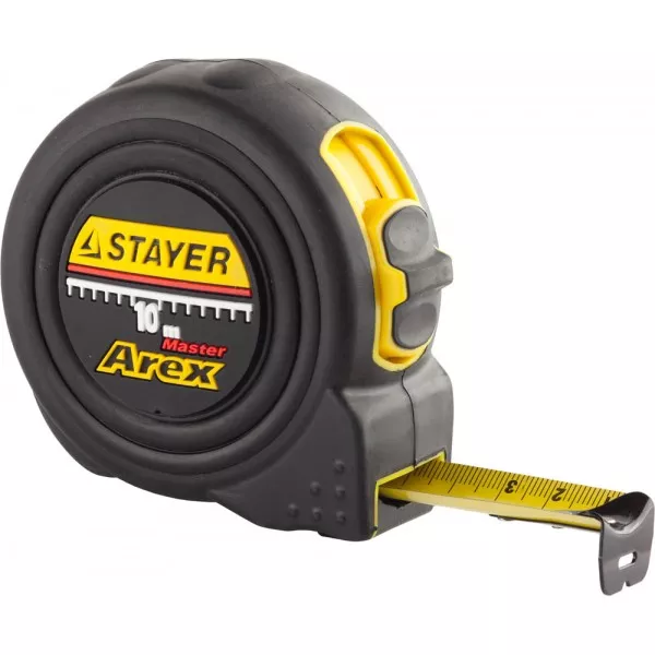 Рулетка STAYER "PROFI" "AREX", двухкомпонентный противоударный корпус, упрочненное полотно, 10м/25мм 3410-10_z01 купить в Новом Уренгое