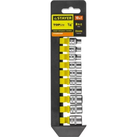 Набор STAYER &quot;STANDARD&quot;: Торцовые головки (1/4&quot;) на пластиковом рельсе, 4-13мм, 10 предметов 27758-H10 купить в Новом Уренгое
