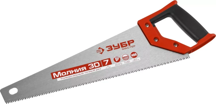 Ножовка универсальная (пила) ЗУБР МОЛНИЯ-3D 400 мм, 7TPI, 3D зуб, точный рез вдоль и поперек волокон, для средних заготовок из всех видов материалов 15077-40 купить в Новом Уренгое