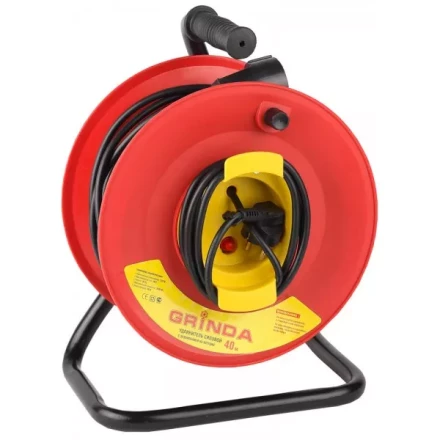 Удлинитель на катушке, 1 гнездо, евророзетка, 30м, заземление, защита от перегрузки, GRINDA 8-43665-30 купить в Новом Уренгое