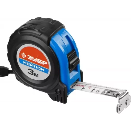 Рулетка ЗУБР "НЕЙЛОН", нейлоновое покрытие, упрочненное полотно, ударопрочный обрезиненный корпус, 3м/16мм 34056-03-16_z01 купить в Новом Уренгое