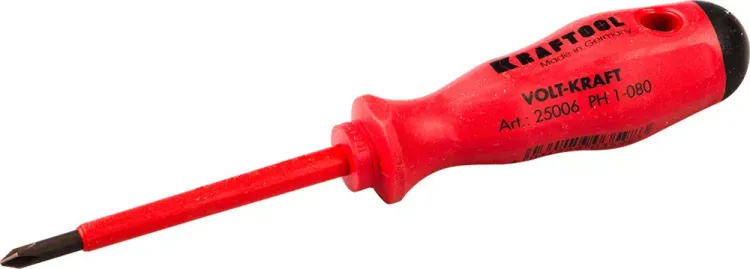 Отвертка KRAFTOOL "VOLT-KRAFT" 1000В, PH №1-80мм 25006-1-080 купить в Новом Уренгое