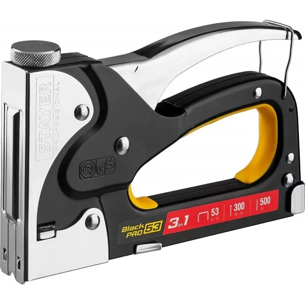 Степлер для скоб "BlackPro 53" 3-в-1: тип 53 (4-14 мм) / 300 (10-14 мм) / 500 (14 мм), STAYER Professional 31507 купить в Новом Уренгое