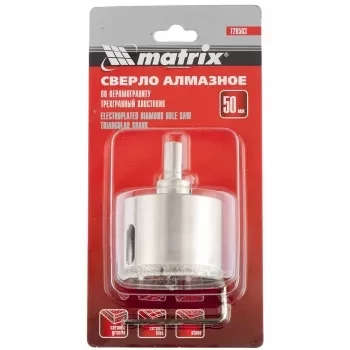 Сверло алмазное по керамограниту 50 х 67 мм 3-гранный хвостовик MATRIX 726503 купить в Новом Уренгое