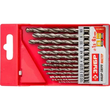 Набор ЗУБР &quot;МАСТЕР&quot;: Свёрла по металлу, цилиндрический хвостовик, быстрорежущая сталь Р6М5, 1,5-6,5мм, 13шт 4-29621-H13 купить в Новом Уренгое