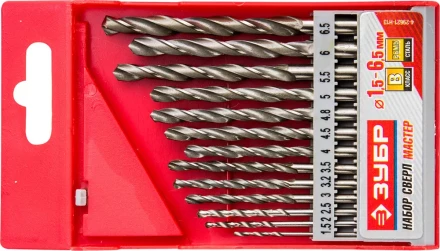 Набор ЗУБР &quot;МАСТЕР&quot;: Свёрла по металлу, цилиндрический хвостовик, быстрорежущая сталь Р6М5, 1,5-6,5мм, 13шт 4-29621-H13 купить в Новом Уренгое