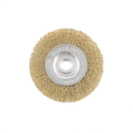 Щетка для УШМ 100 мм М14 плоская латунированная витая проволока MATRIX 74650 купить в Новом Уренгое