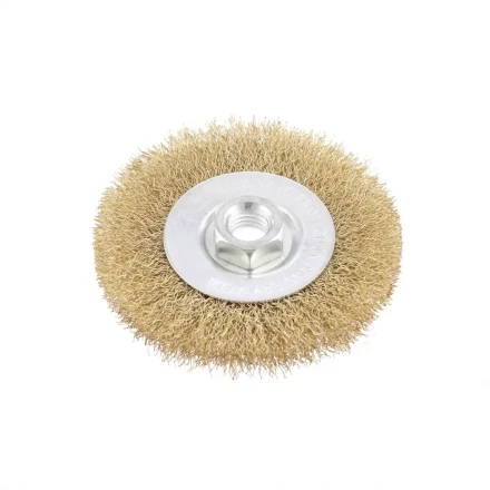 Щетка для УШМ 100 мм М14 плоская латунированная витая проволока MATRIX 74650 купить в Новом Уренгое