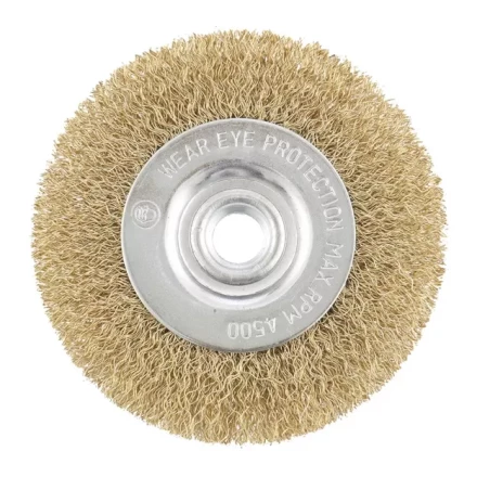 Щетка для УШМ 100 мм М14 плоская латунированная витая проволока MATRIX 74650 купить в Новом Уренгое