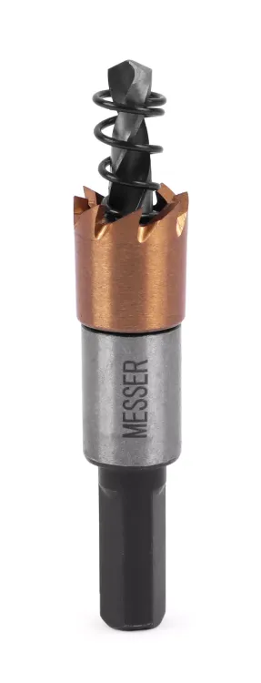 HSS-TiN коронка MESSER  13мм с центр. сверлом и толкающей пружиной для  лист. материала  до 2 мм ц/х купить в Новом Уренгое