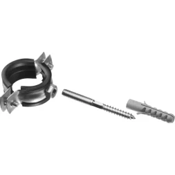 ЗУБР "МАСТЕР". Хомут трубный с гайкой, оцинкованный, в комплекте с сантехнической шпилькой и дюбелем, 1", 1шт 37866-32-36