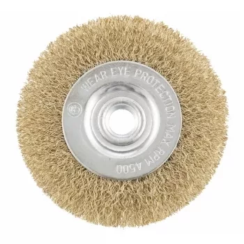 Щетка для УШМ, 125 мм, М14, плоская, латунированная витая проволока  MATRIX 74651 купить в Новом Уренгое