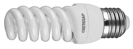 Энергосберегающая лампа СВЕТОЗАР &quot;КОМПАКТ&quot; спираль,цоколь E27(стандарт),Т2,теплый белый свет(2700 К),10000час,12Вт(60) 44452-12_z01 купить в Новом Уренгое