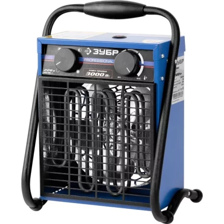 Пушка ЗУБР "ПРОФЕССИОНАЛ" "Квадрат" тепловая электрическая, двойные стенки (термос), гладкий нерж ТЭН, 3/1,5 кВт, 220В ЗТПЭ-3000_М2 купить в Новом Уренгое