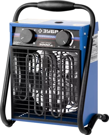 Пушка ЗУБР "ПРОФЕССИОНАЛ" "Квадрат" тепловая электрическая, двойные стенки (термос), гладкий нерж ТЭН, 3/1,5 кВт, 220В ЗТПЭ-3000_М2 купить в Новом Уренгое