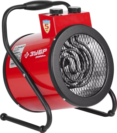 Пушка ЗУБР "МАСТЕР" "круглая" тепловая электрическая, гладкий нерж ТЭН, 2/1 кВт, 220В ЗТП-2000_М2 купить в Новом Уренгое