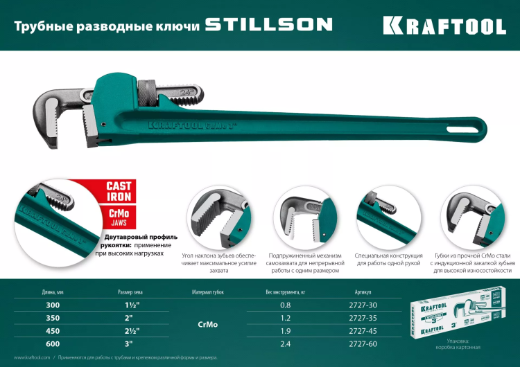 Ключ трубный KRAFTOOL STILLSON 2727-45 купить в Новом Уренгое