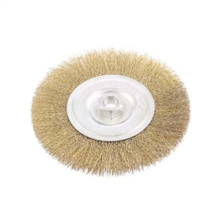 Щетка для УШМ 150 мм М14 плоская латунированная витая проволока MATRIX 74652 купить в Новом Уренгое