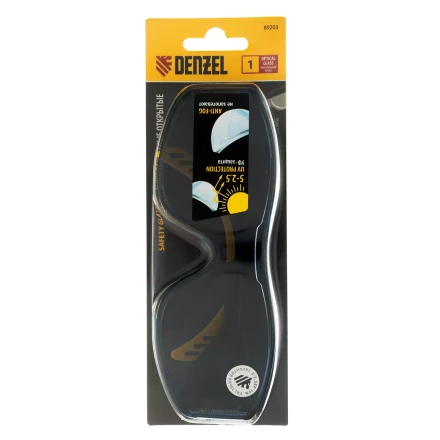 Очки защитные открытые Denzel 89203, поликарбонатные, увеличенная дымчатая линза, регулируемые дужки купить в Новом Уренгое