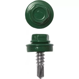 Саморезы ЗУБР "ПРОФЕССИОНАЛ" окраш., RAL 6002 зелен. лист, для крепл. кров. матер. к металл. констр., 5.5x25мм, 1800шт 4-300310-55-025-6002