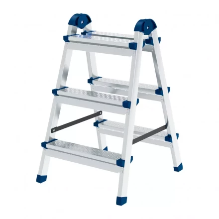 Стремянка двухсторонняя 3 ступени сталь профиль стальные ступени Сибртех 97983 купить в Новом Уренгое