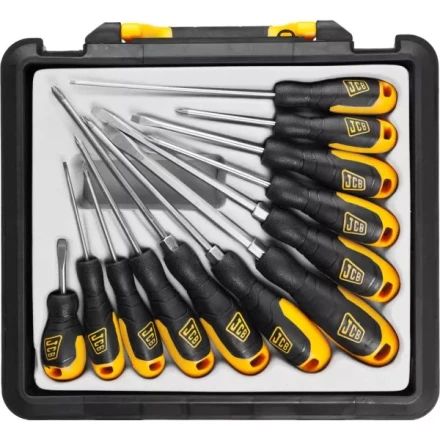 Набор JCB: Отвертки, хромомолибденовая сталь S2, двухкомпонентные рукоятки, магнитный наконечник, 12 предм, в боксе JSD021 купить в Новом Уренгое