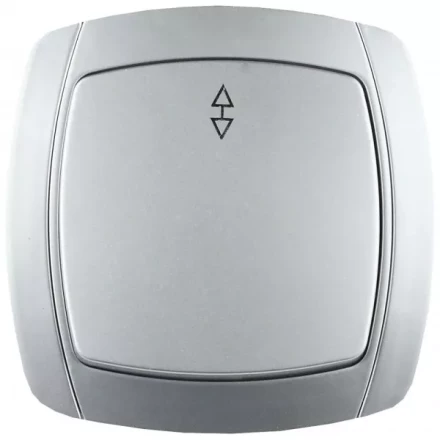 Выключатель СВЕТОЗАР &quot;АКЦЕНТ&quot; проходной одноклавишный в сборе, цвет серебристый металлик, 10А/~250В SV-54237-SM купить в Новом Уренгое