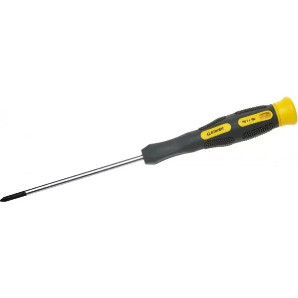 Отвертка STAYER "PROFESSIONAL" "MAX-GRIP" для точн работ, Cr-V, двухкомп рукоятка, магнит наконечник, PH №1x100мм 25826-1-100 G купить в Новом Уренгое