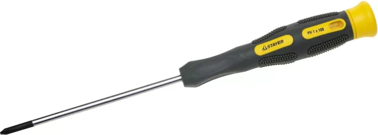Отвертка STAYER "PROFESSIONAL" "MAX-GRIP" для точн работ, Cr-V, двухкомп рукоятка, магнит наконечник, PH №1x100мм 25826-1-100 G купить в Новом Уренгое