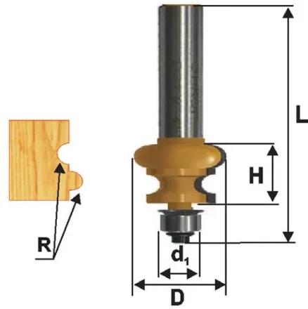 Фреза кромочная фигурная Ф25.5Х16 мм R32 мм хвостовик 8 мм 46428 купить в Новом Уренгое