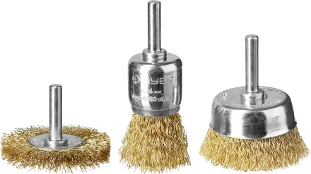 ЗУБР &quot;ПРОФЕССИОНАЛ&quot;. Набор щеток для дрели, витая стальная латунированная проволока 0,3мм, 24/50/50мм, 3шт 3530-H3_z02 купить в Новом Уренгое