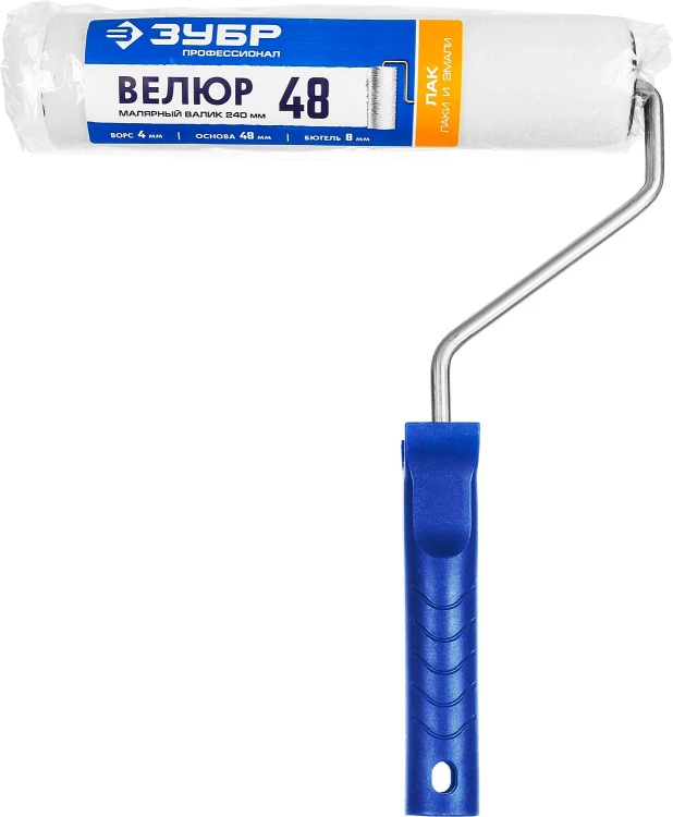ЗУБР ВЕЛЮР, 8 х 240 мм, бюгель 8 мм, ворс 4 мм, 50% акрил, 50% шерсть, для лаков и эмалей, малярный валик, Профессионал (03514-18) купить в Новом Уренгое