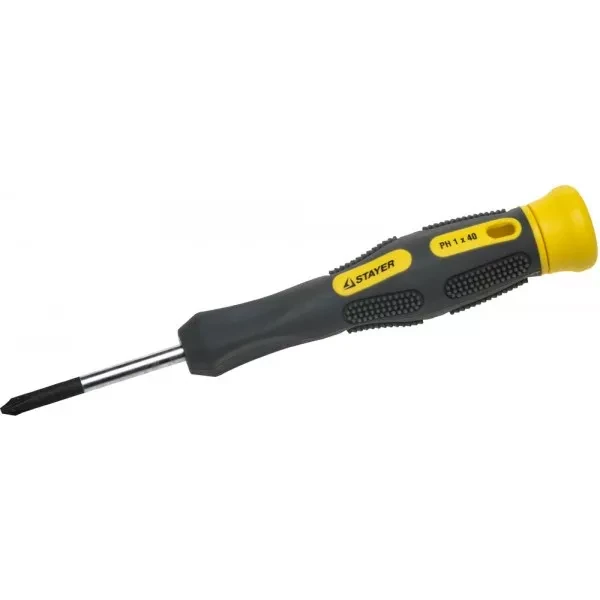 Отвертка STAYER "PROFESSIONAL" "MAX-GRIP" для точн работ, Cr-V, двухкомп рукоятка, магнит наконечник, PH №1x40мм 25826-1-040 G купить в Новом Уренгое