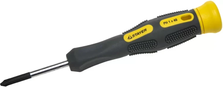 Отвертка STAYER "PROFESSIONAL" "MAX-GRIP" для точн работ, Cr-V, двухкомп рукоятка, магнит наконечник, PH №1x40мм 25826-1-040 G купить в Новом Уренгое