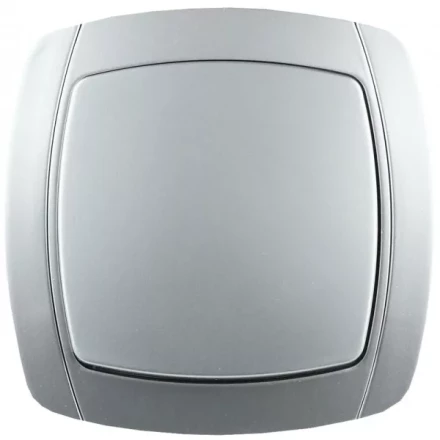 Выключатель СВЕТОЗАР &quot;АКЦЕНТ&quot; одноклавишный в сборе, цвет серебристый металлик, 10А/~250В SV-54230-SM купить в Новом Уренгое