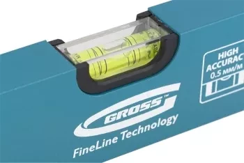 Уровень алюминиевый усиленный 800 мм толщина профессиональный 2 мм 3 глазка  GROSS 33628 купить в Новом Уренгое