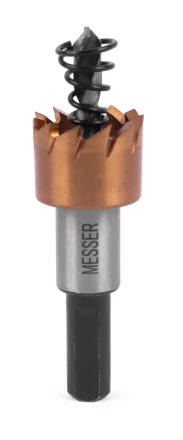 HSS-TiN коронка MESSER  17мм с центр. сверлом и толкающей пружиной для  лист. материала  до 2 мм ц/х купить в Новом Уренгое