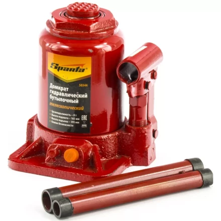 Домкрат гидравлический бутылочный телескопический 8 т h подъема 165–395 мм SPARTA 50344 купить в Новом Уренгое