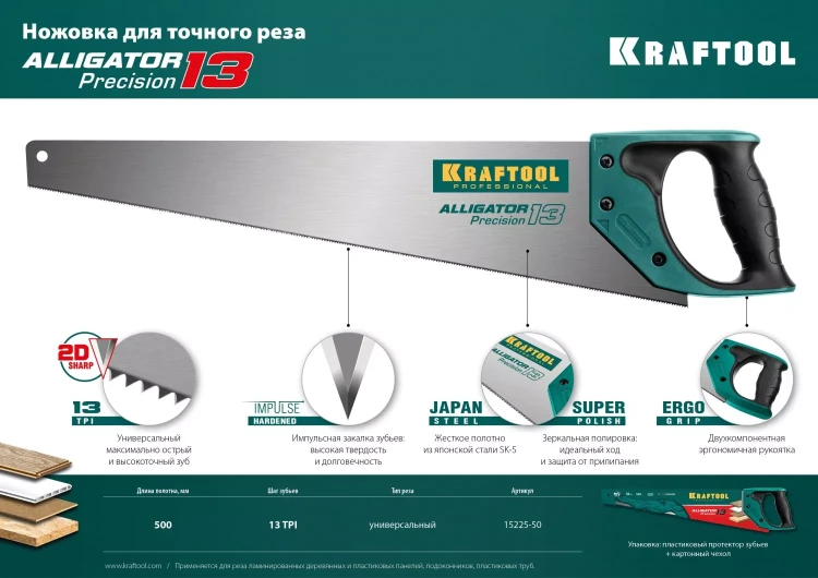 Ножовка по дереву Alligator 15225-50 купить в Новом Уренгое