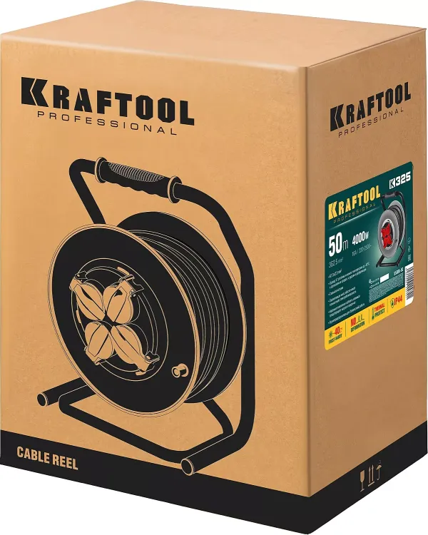 Силовые удлинители на стальной катушке  HEAVY DUTY 4.0, кабель КГ 3х2,5 кв мм 55086-50 купить в Новом Уренгое
