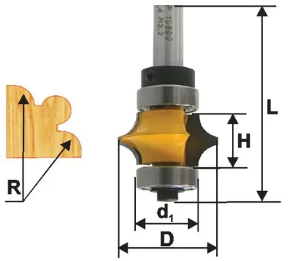 Фреза кромочная фигурная Ф223Х95 мм R32 мм хвостовик 8 мм 46426 купить в Новом Уренгое