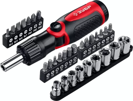 ЗУБР реверсивно-рычажная отвертка с насадками (25161-H31) купить в Новом Уренгое