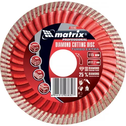Диск алмазный отрезной Turbo Extra 230 х 22,2 мм сухая резка MATRIX Professional 73198 купить в Новом Уренгое